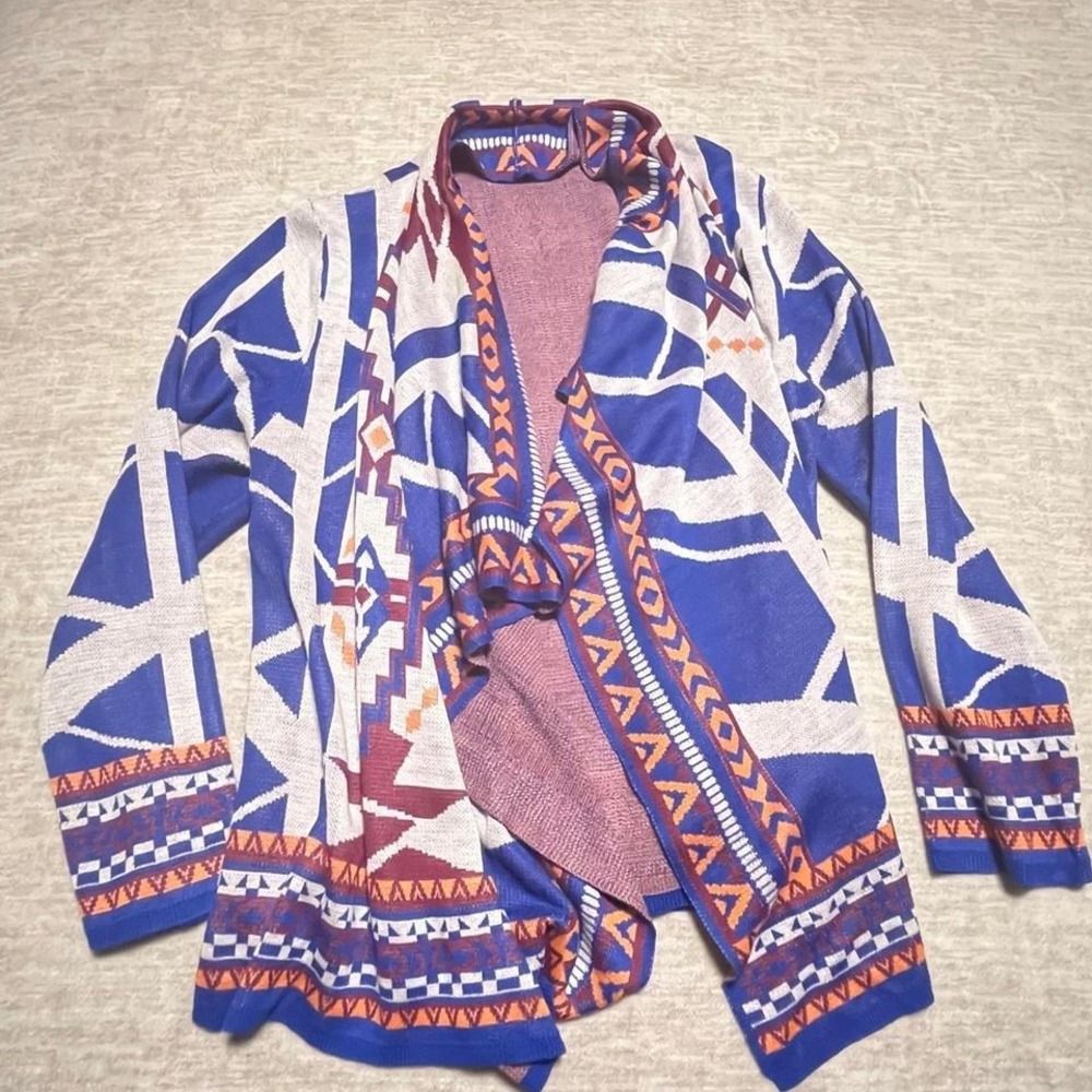Flying Tomato Women's 2XL Open Front‎ Cardigan Southwest Aztec Geometric Print